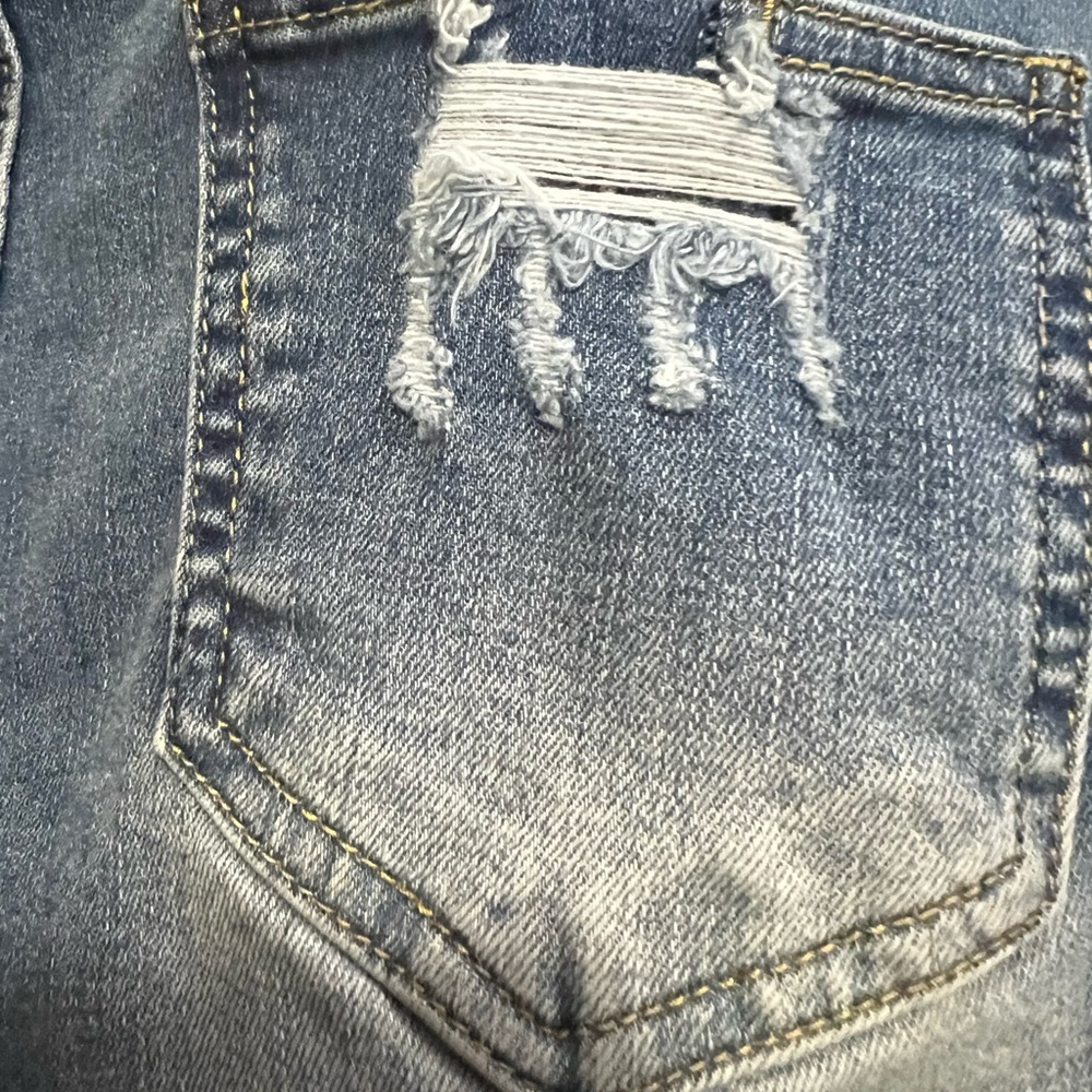 TRES CHIC patriotic distressed denim blend biker shorts S M L - Picture 7 of 11